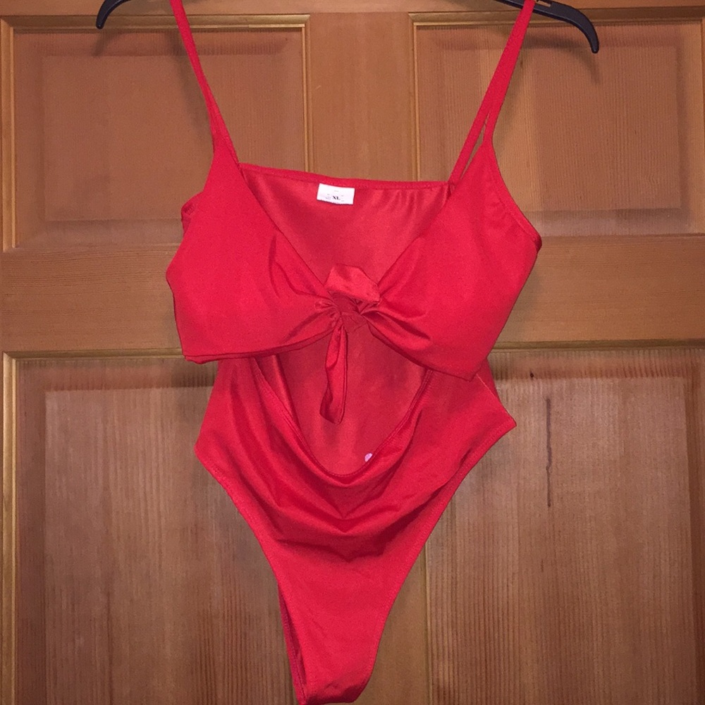 Red Cut Out One-Piece Swimsuit